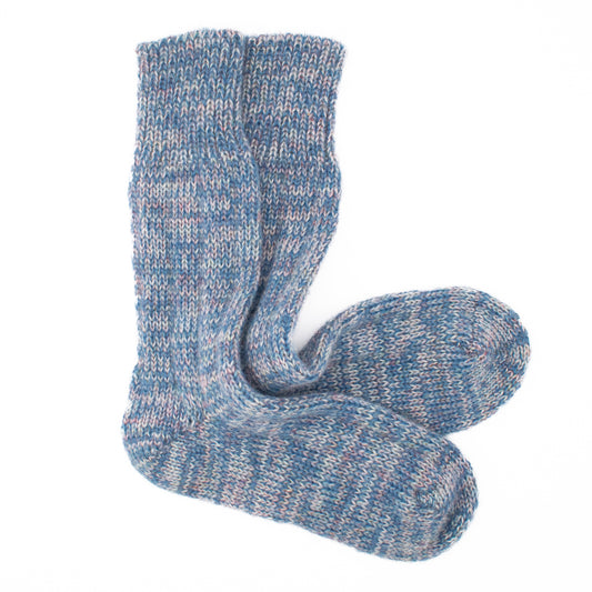 Calcetines Lana Suave Jaspeada | Azul Acero