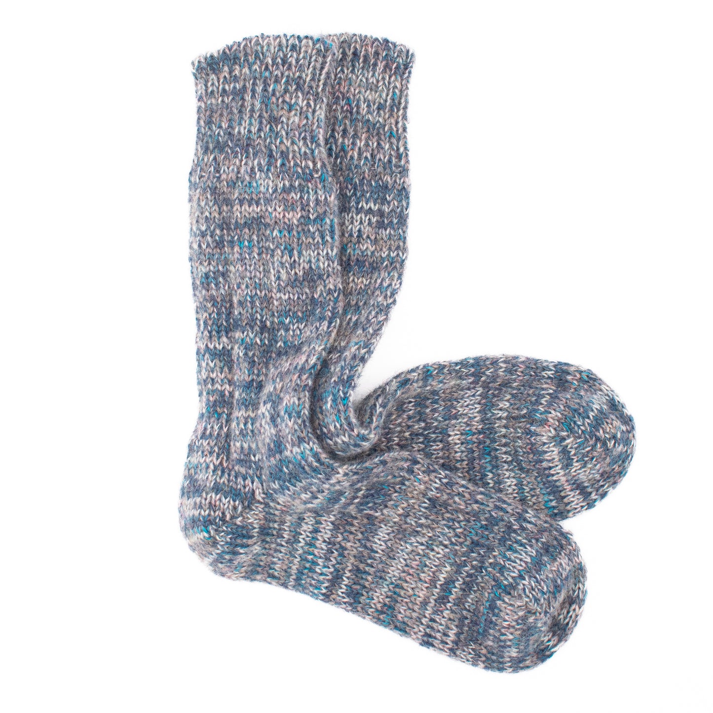 Calcetines Lana Suave Jaspeada | Azul Piedra