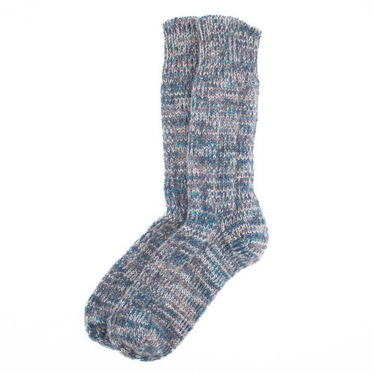 Calcetines Lana Suave Jaspeada | Azul Piedra