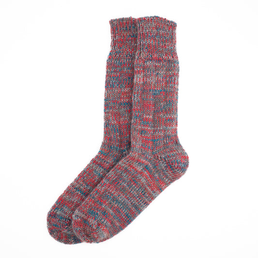 Calcetines Lana Suave Jaspeada | Rojo Boreal