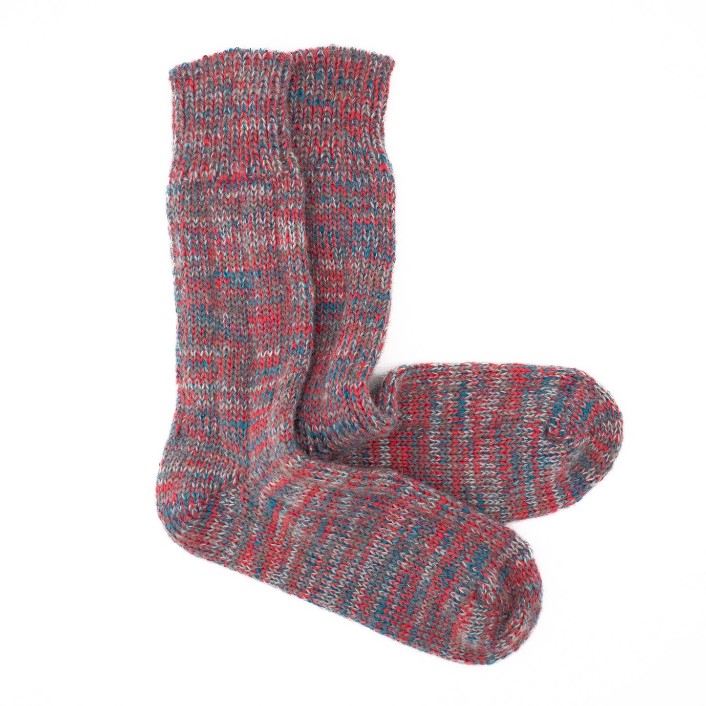 Calcetines Lana Suave Jaspeada | Rojo Boreal