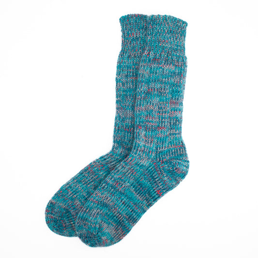 Calcetines Lana Suave Jaspeada | Turquesa Boreal