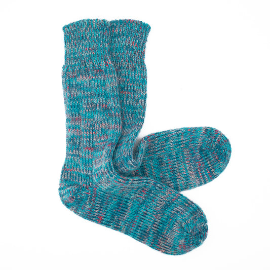 Calcetines Lana Suave Jaspeada | Turquesa Boreal