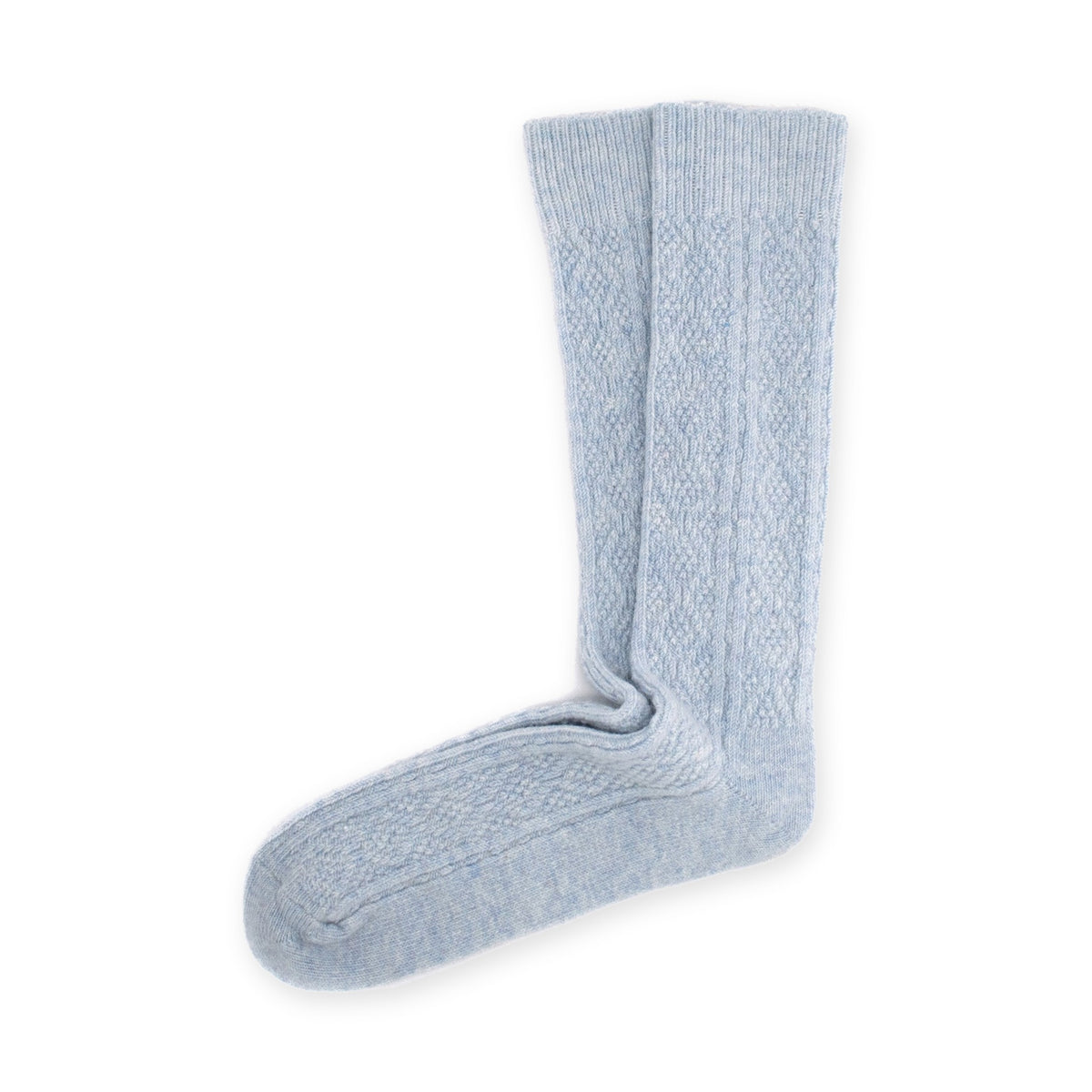 Calcetines altos de lana trenzada · Azul claro