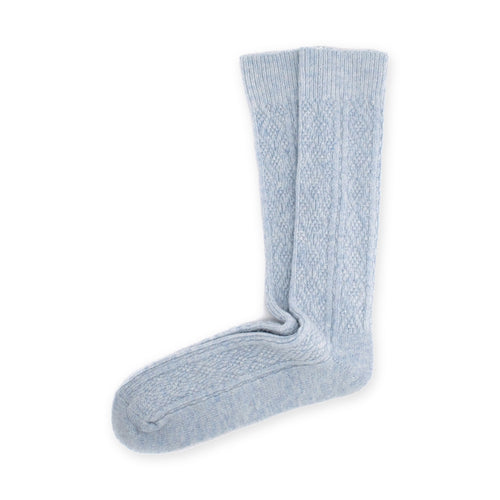 Calcetines altos de lana trenzada · Azul claro