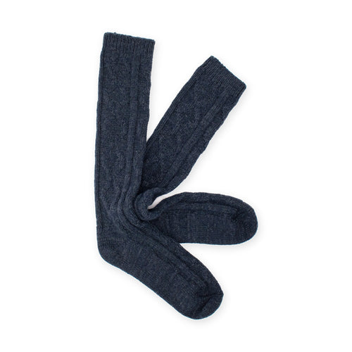 Calcetines altos de lana trenzada · Azul marino