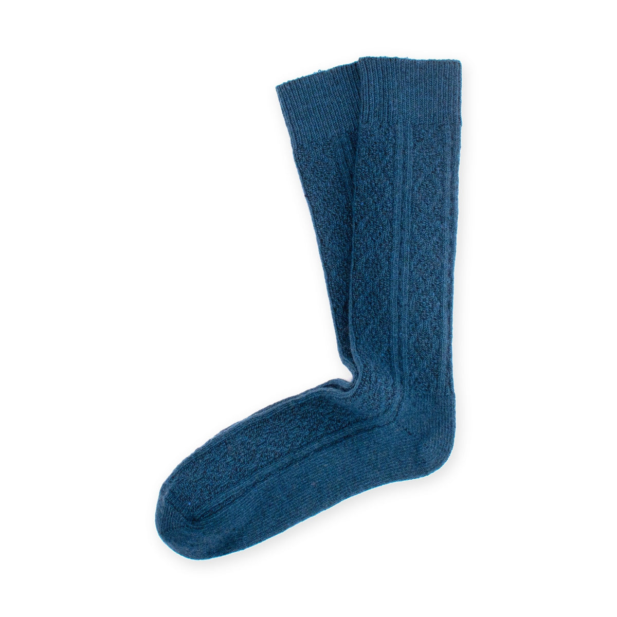 Calcetines altos de lana trenzada · Azul petróleo