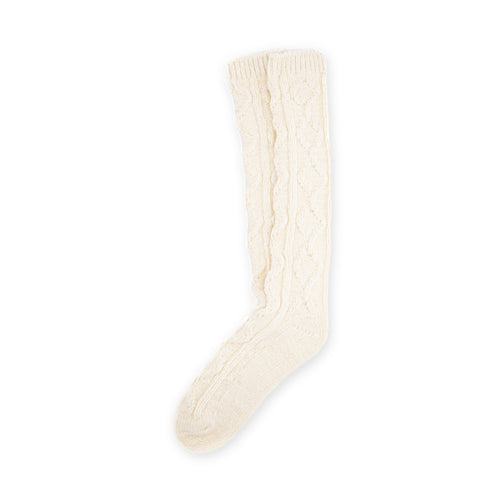 Calcetines altos de lana trenzada · Blanco