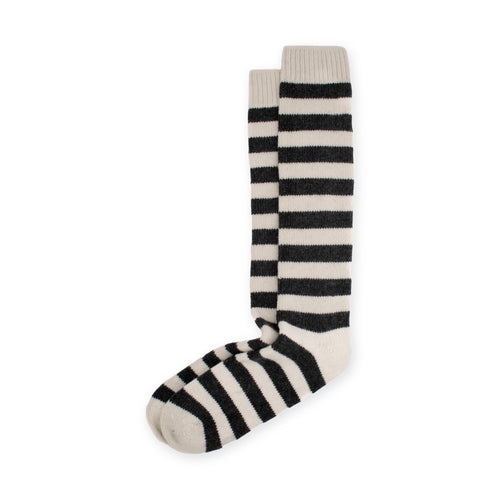 Calcetines altos de rayas de lana y cashmere · Negro