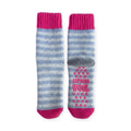 Calcetines antideslizantes de lana para niños · Gris y fucsia