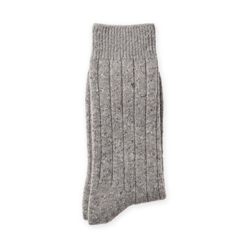 Calcetines de lana de cordero canalé · Gris
