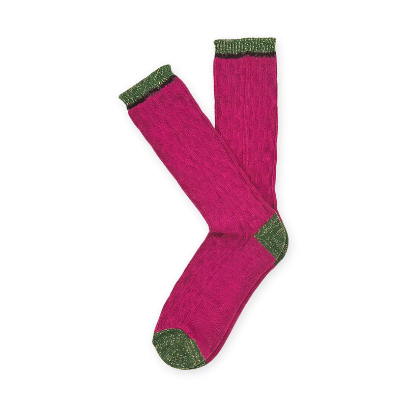 Calcetines de lana suave con contraste · Fucsia