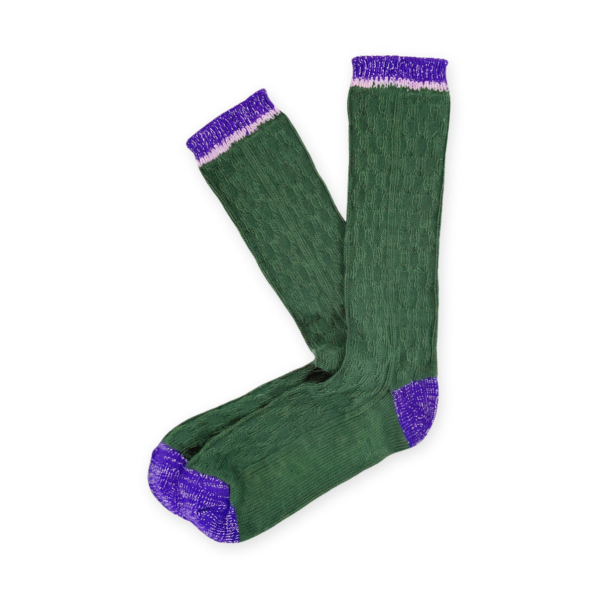 Calcetines de lana suave con contraste · Verde y morado
