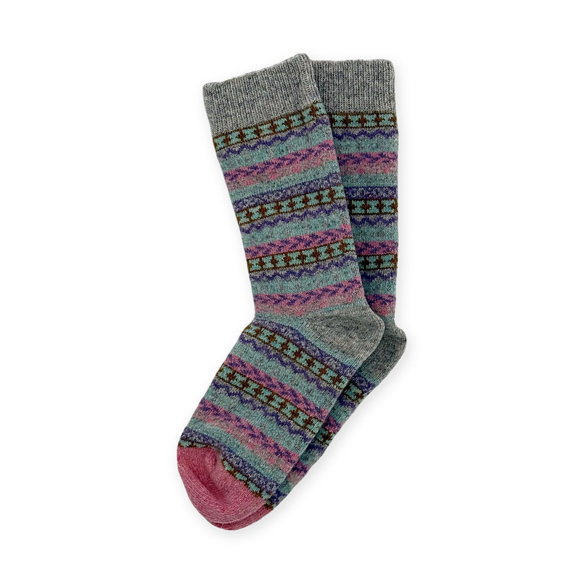 Calcetines nórdicos de lana para niños · Gris y rosa