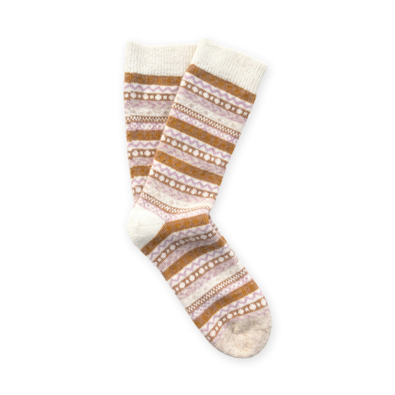 Calcetines nórdicos de lana para niños · Tostado y rosa